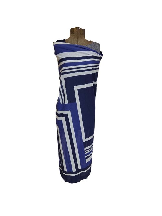 Oscar de la Renta Other - Oscar De La Renta Blue White Geometric Print Sarong Wrap Dress One Size USA